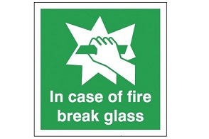 In Case Of Fire Break Glass Signs