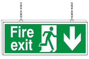 fire exit down hanging